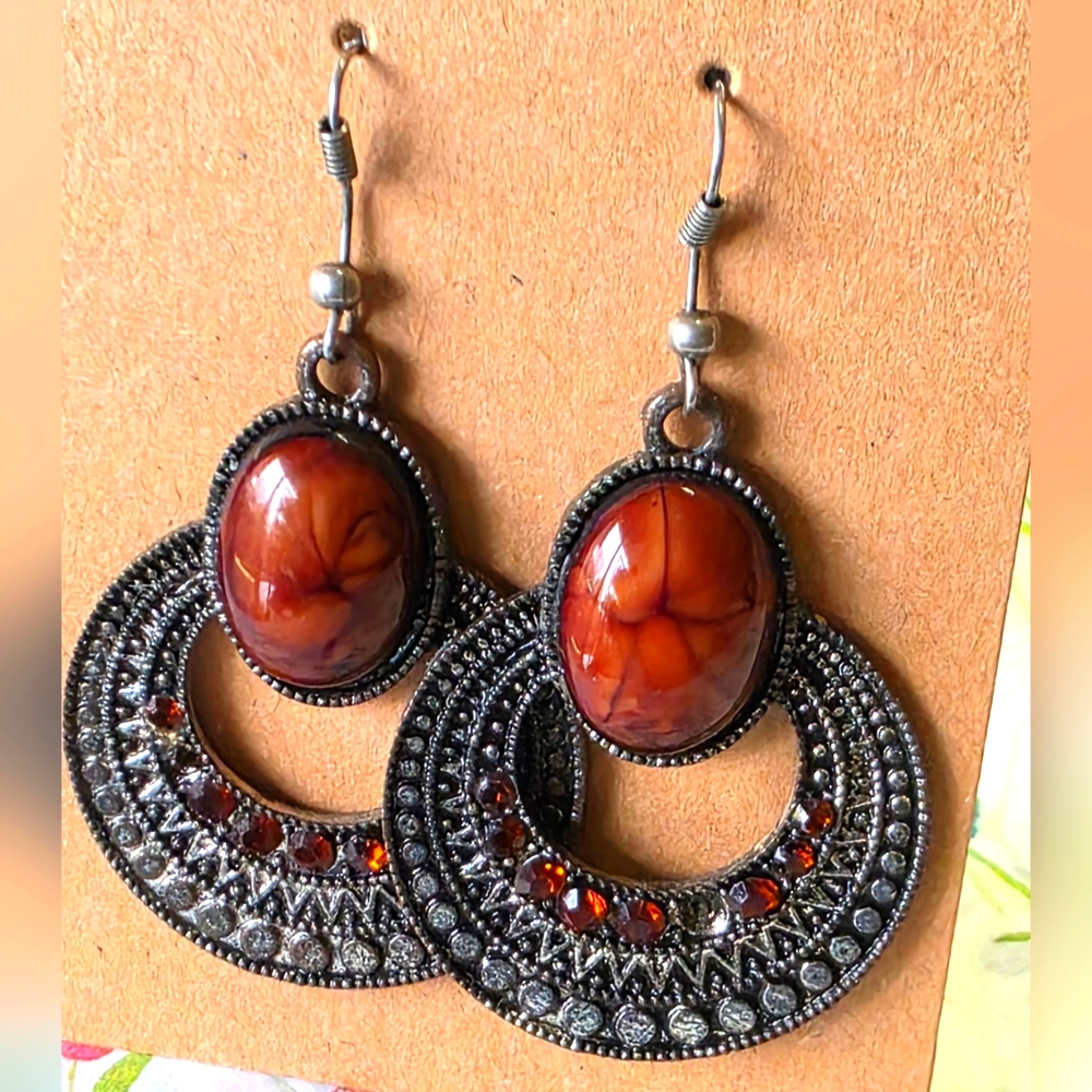 Elegant Brown and Silver Earrings